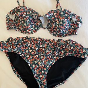 J. Crew Ruffle Floral Bikini